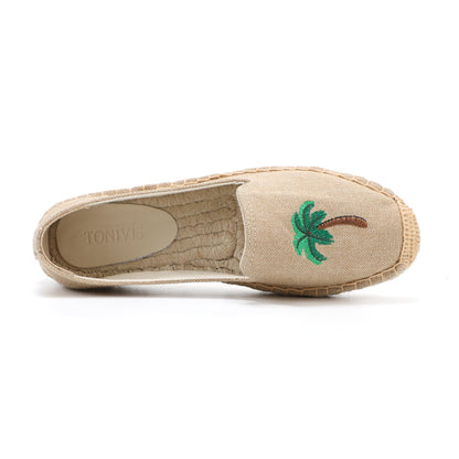 Tan Palm women's platform espadrilles, style W-P9938