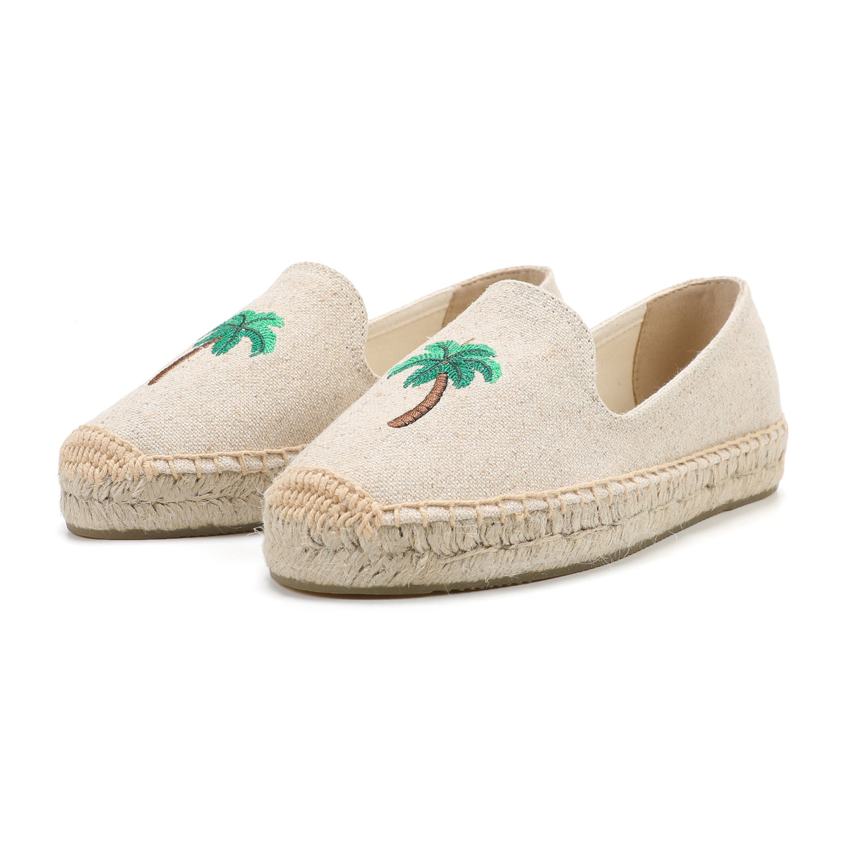 Beige Palm women's platform espadrilles, style W-P9939