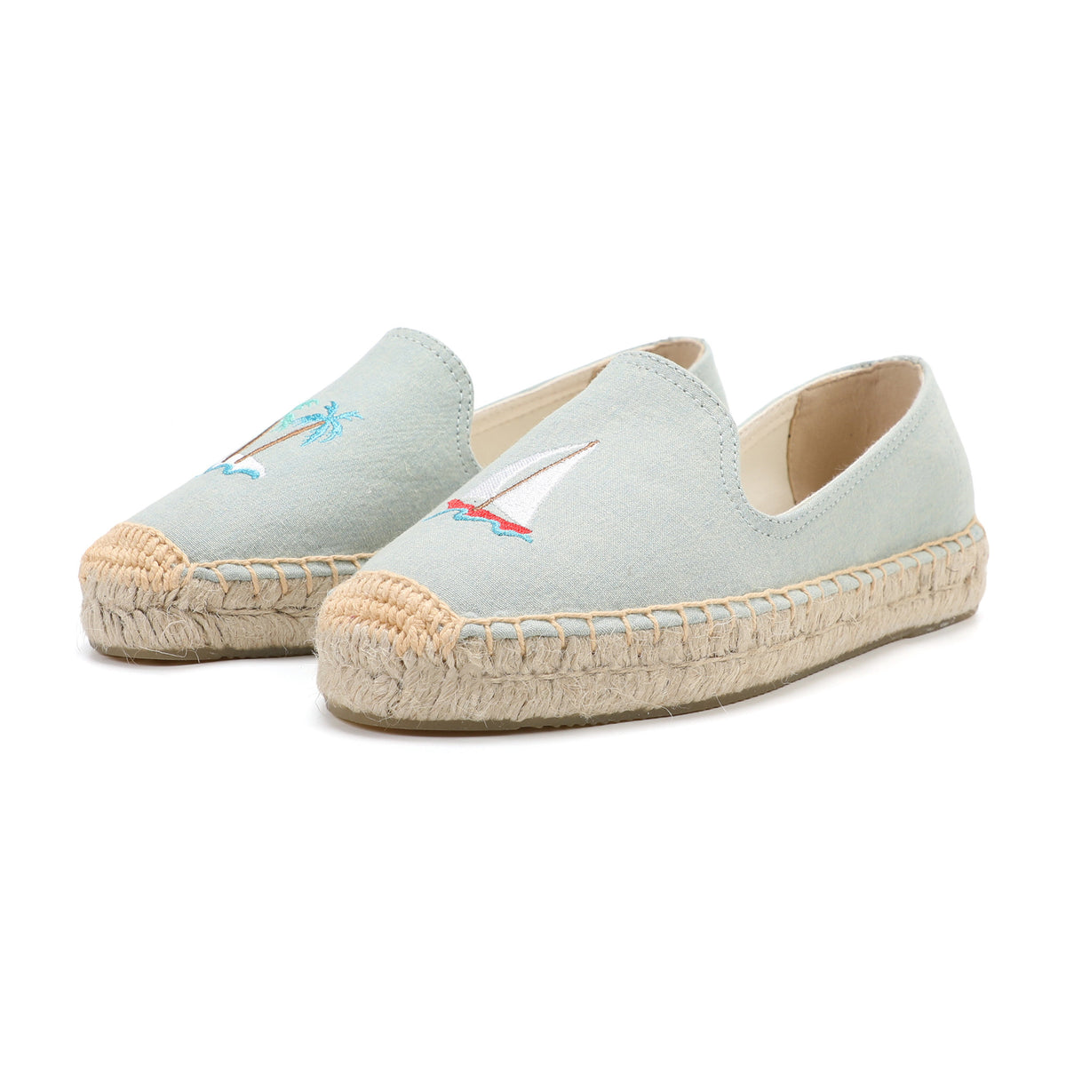 Light Blue Sailboat women's platform espadrilles, style W-P9940