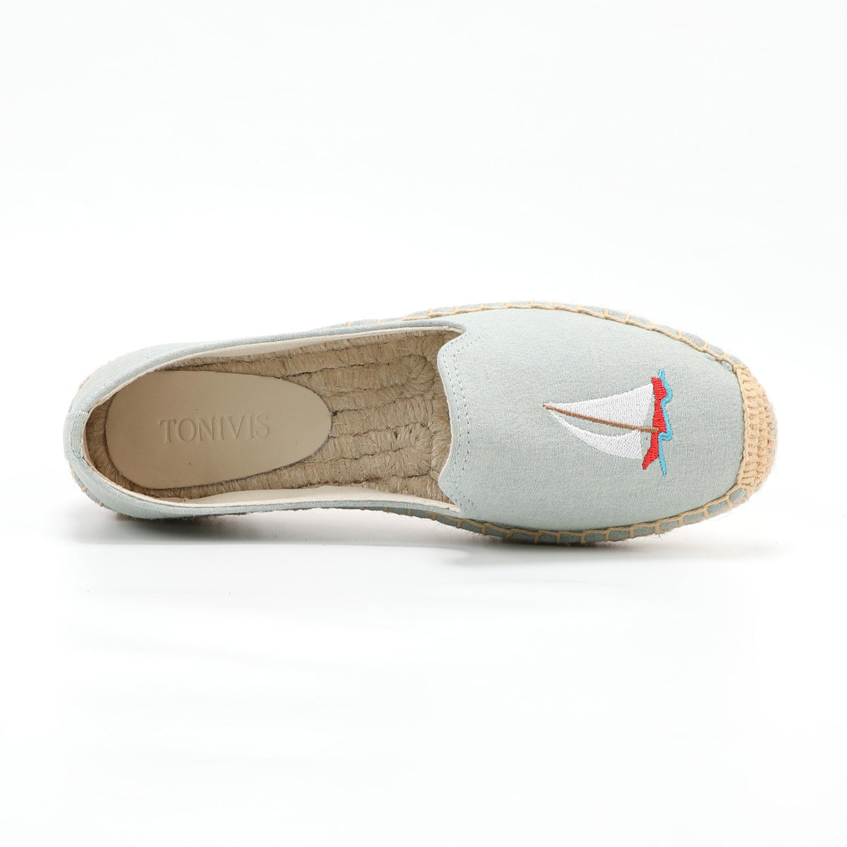 Light Blue Sailboat women's platform espadrilles, style W-P9940