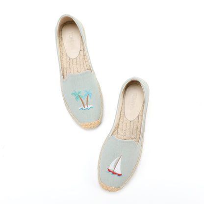 Light Blue Sailboat women's platform espadrilles, style W-P9940