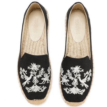 Black White Floral women's platform espadrilles, style W-P9942
