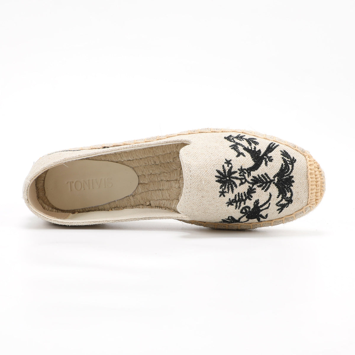 Beige Black Floral women's platform espadrilles, style W-P9943