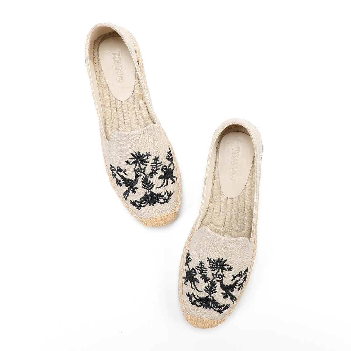 Beige Black Floral women's platform espadrilles, style W-P9943