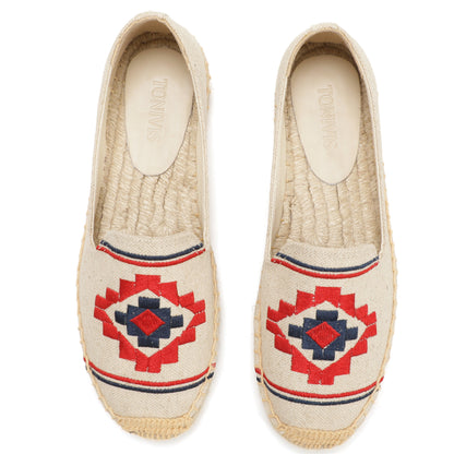 Beige Floral women's platform espadrilles, style W-P9945