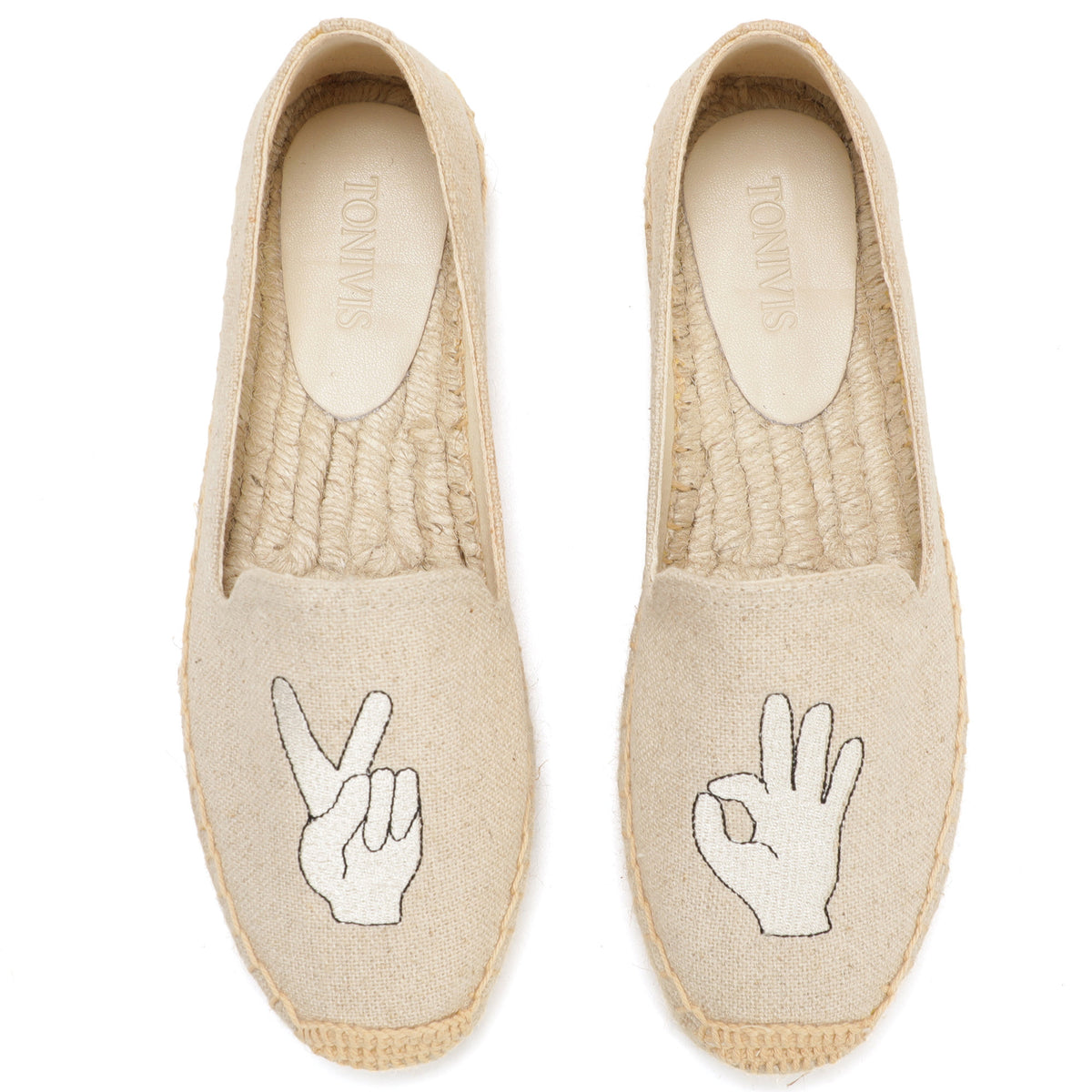 Beige Hand women's platform espadrilles, style W-P9946