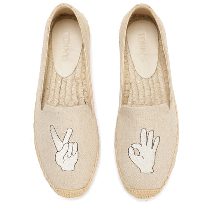 Beige Hand women's platform espadrilles, style W-P9946