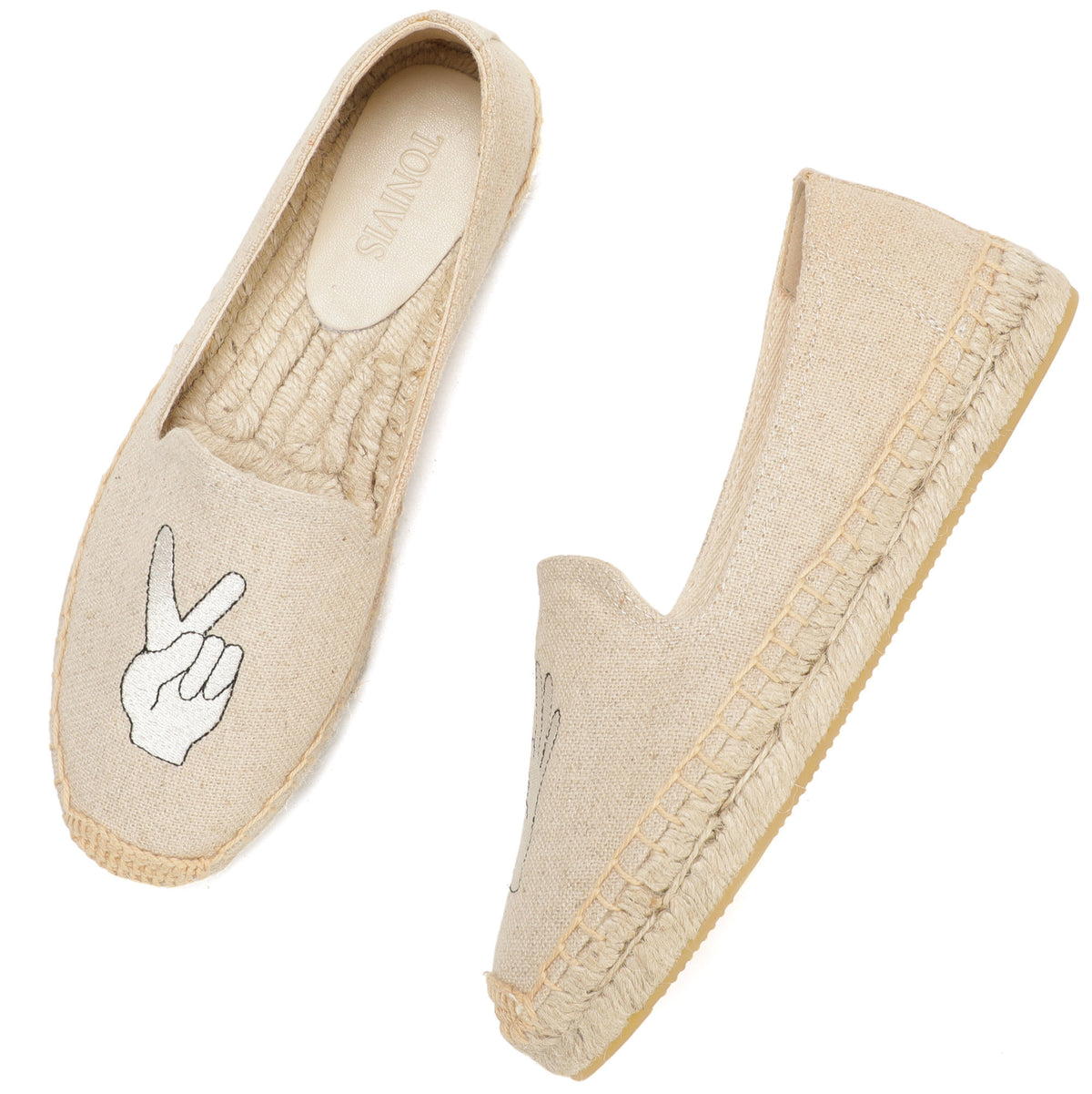 Beige Hand women's platform espadrilles, style W-P9946