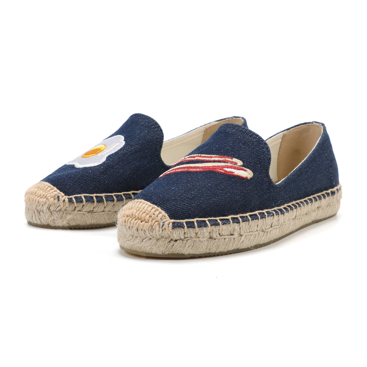 Navy Bacon & Eggs women's platform espadrilles, style W-P9948