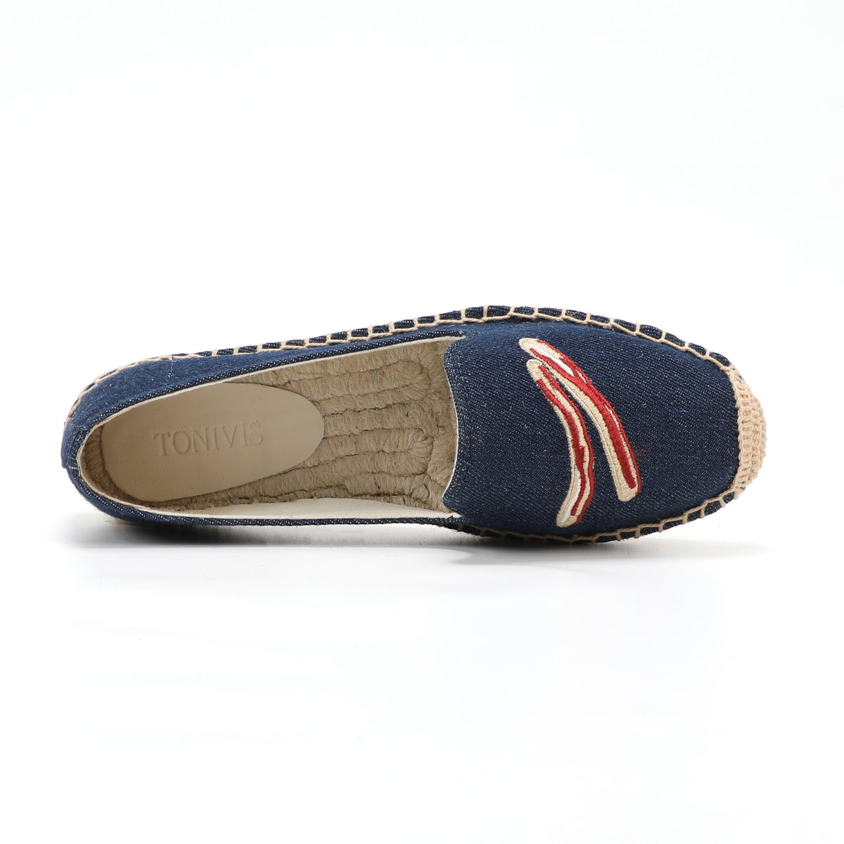 Navy Bacon & Eggs women's platform espadrilles, style W-P9948