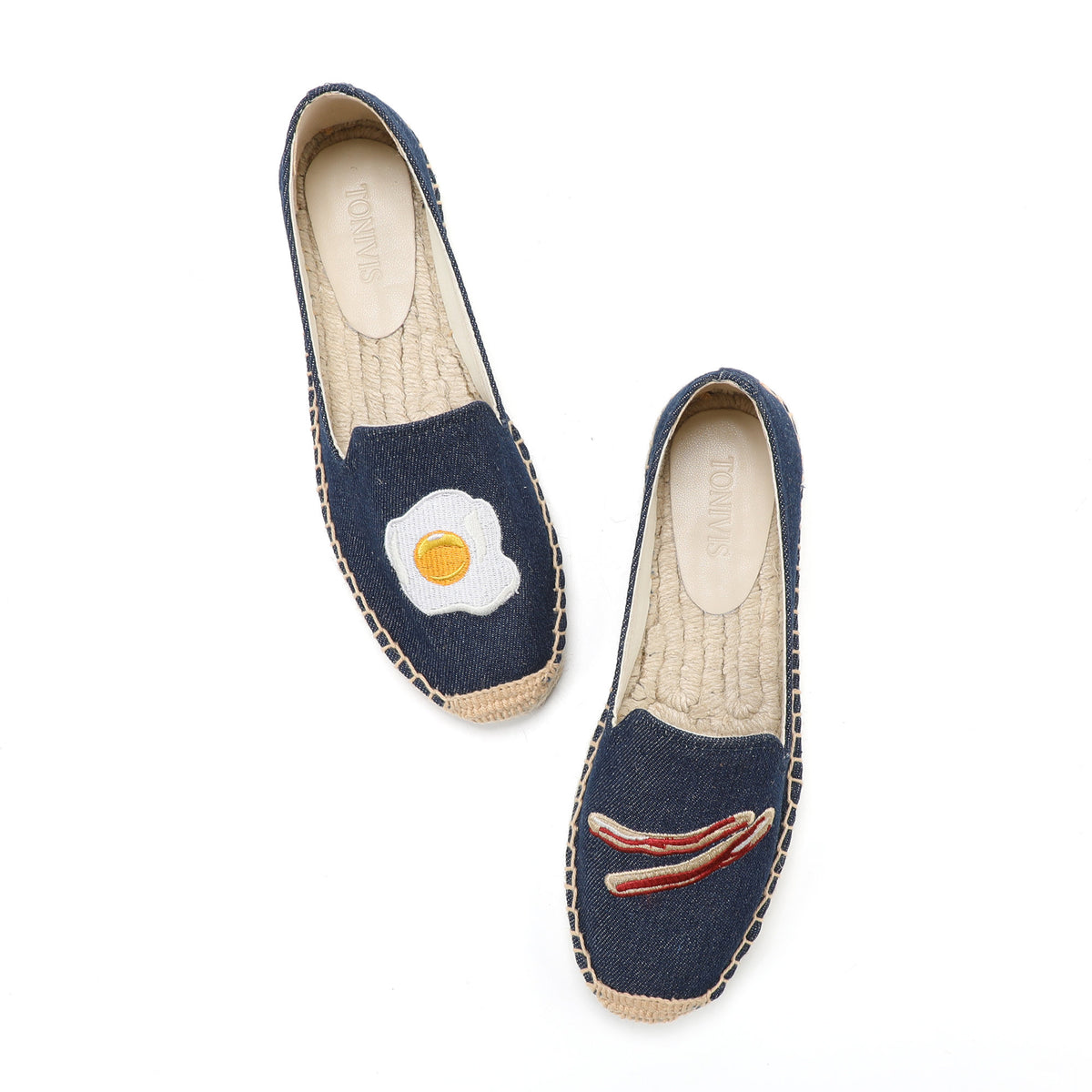 Navy Bacon & Eggs women's platform espadrilles, style W-P9948