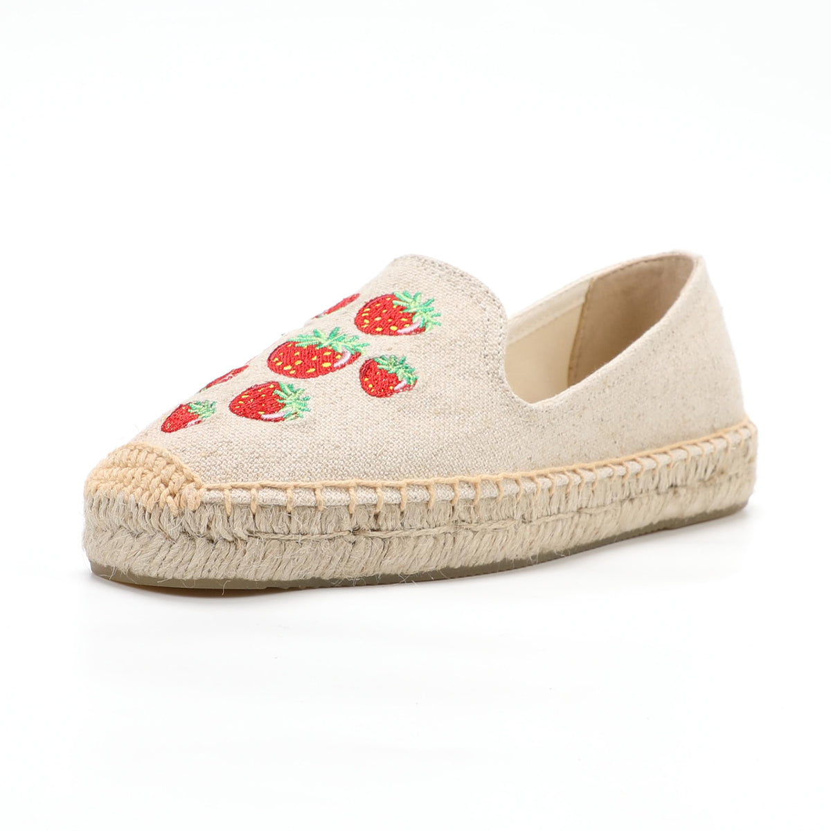 Beige Strawberry women's platform espadrilles, style W-P9954