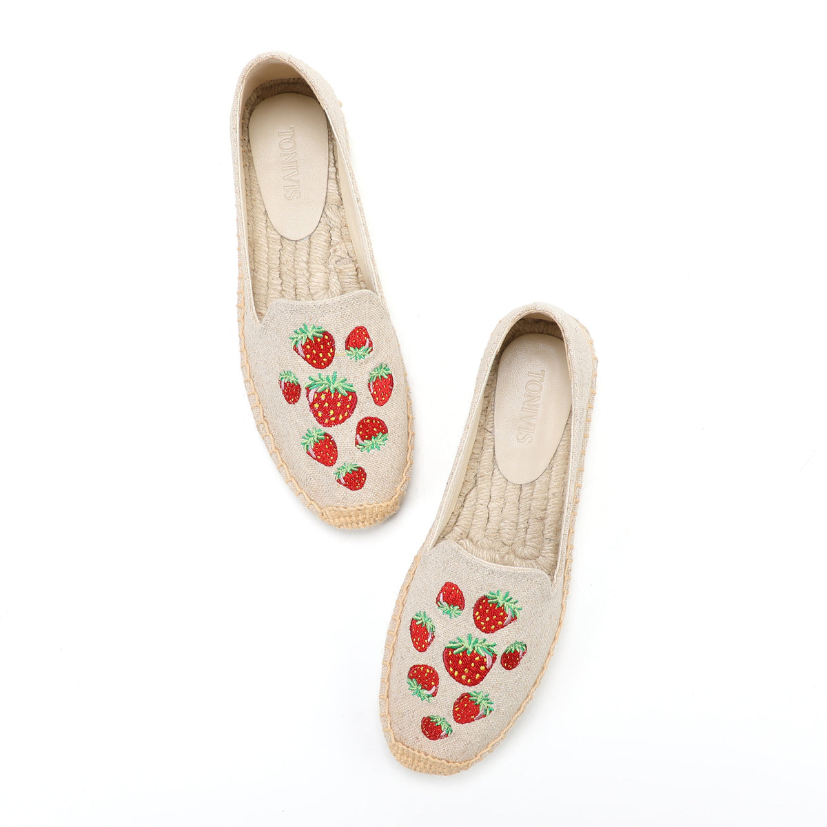 Beige Strawberry women's platform espadrilles, style W-P9954