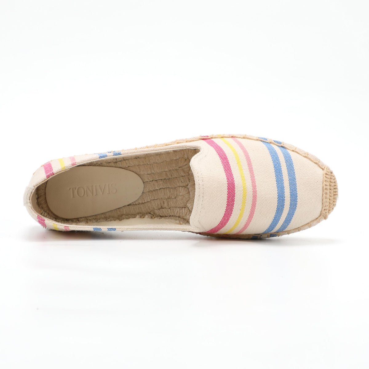 Beige Stripes women's platform espadrilles, style W-P9961