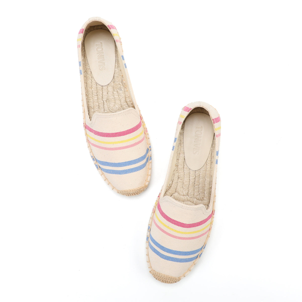 Beige Stripes women's platform espadrilles, style W-P9961