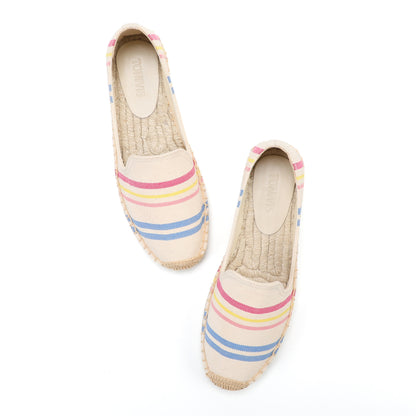 Beige Stripes women's platform espadrilles, style W-P9961