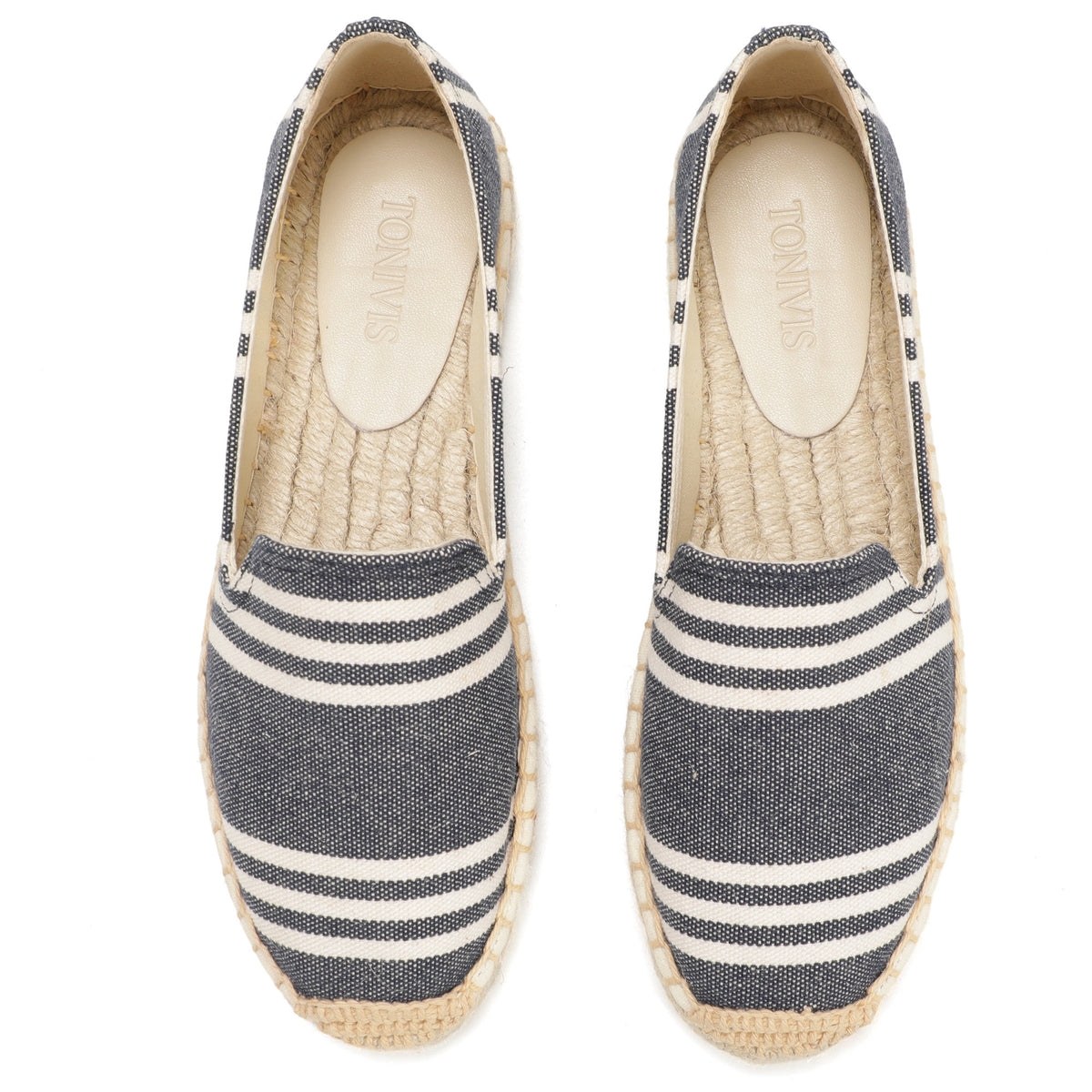 Navy White Stripes women's platform espadrilles, style W-P9962