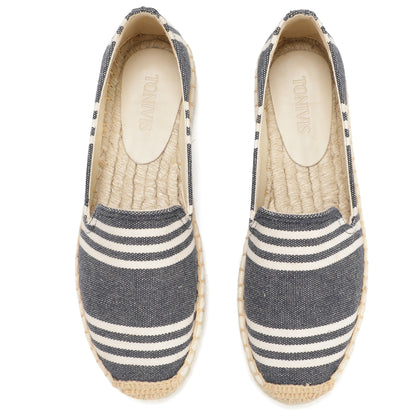 Navy White Stripes women's platform espadrilles, style W-P9962