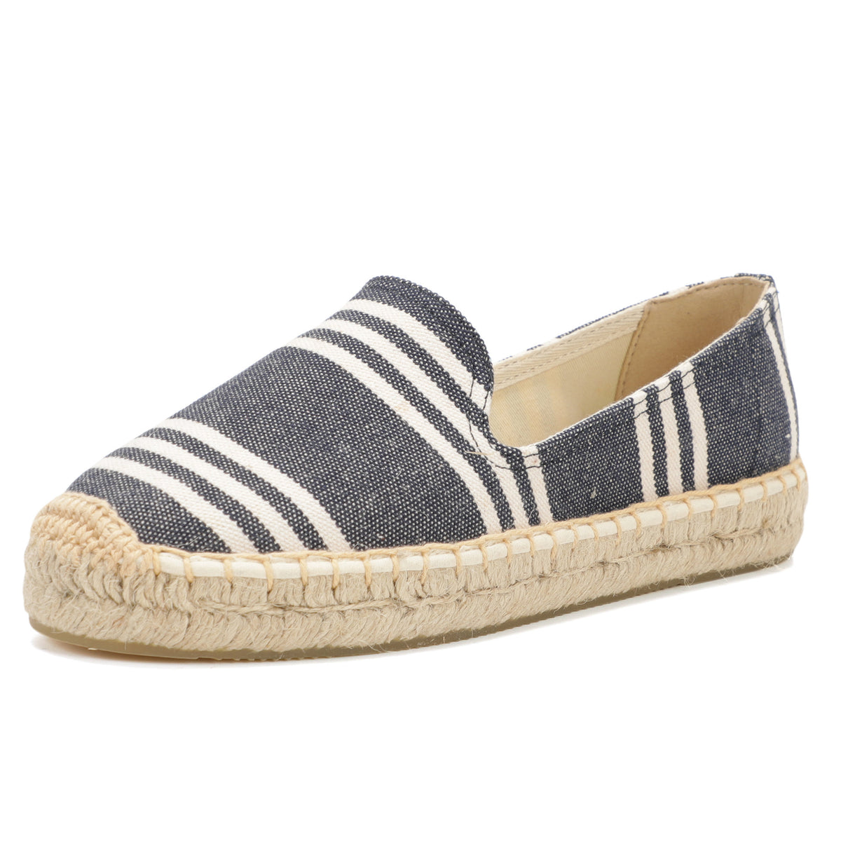 Navy White Stripes women's platform espadrilles, style W-P9962