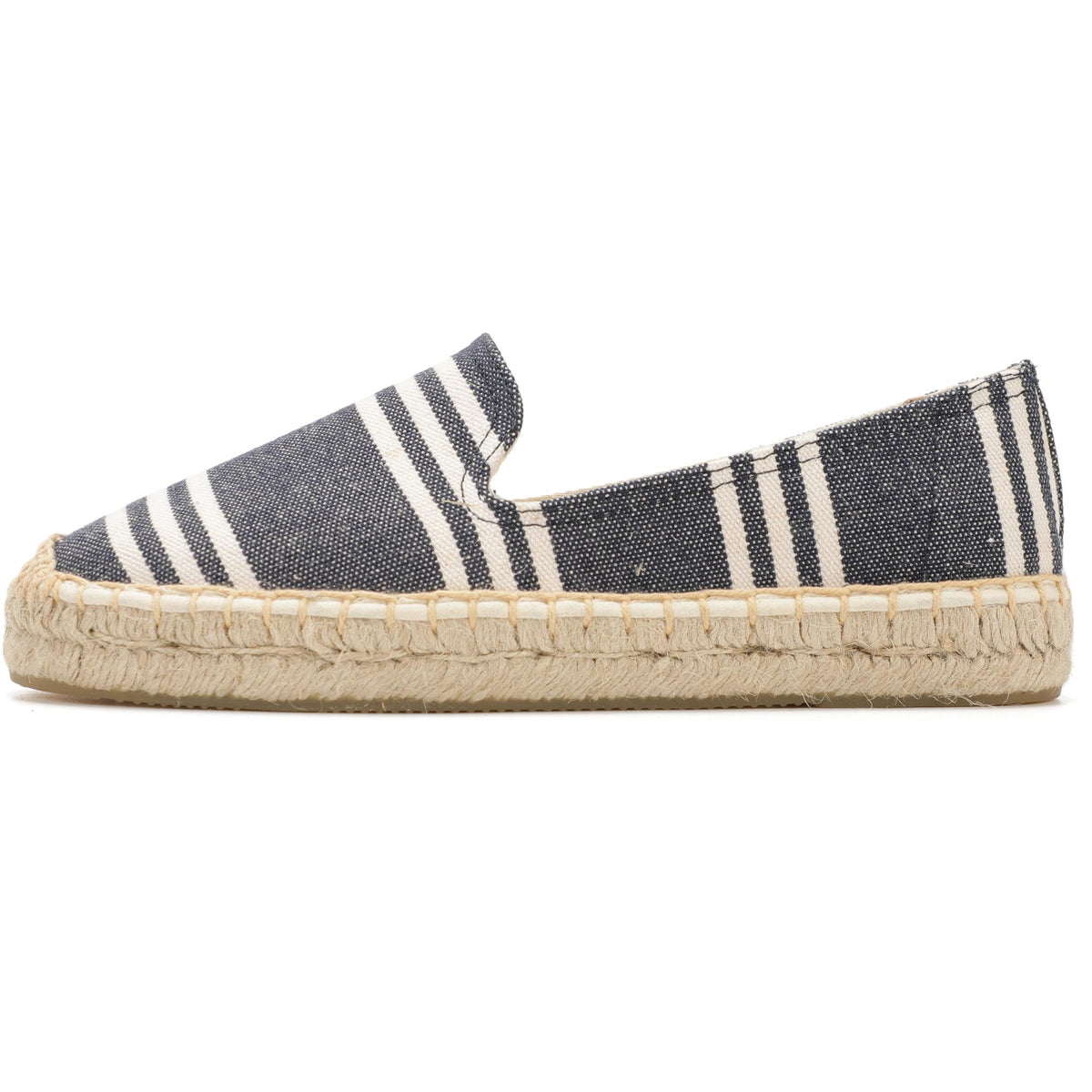 Navy White Stripes women's platform espadrilles, style W-P9962