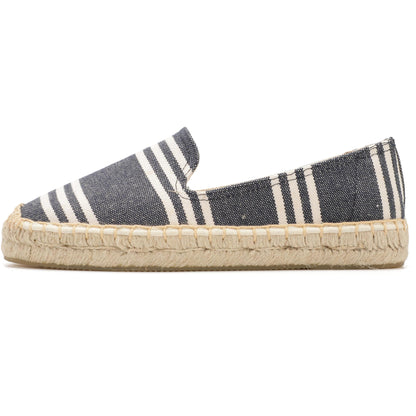 Navy White Stripes women's platform espadrilles, style W-P9962