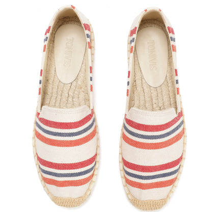 White Stripes women's platform espadrilles, style W-P9963