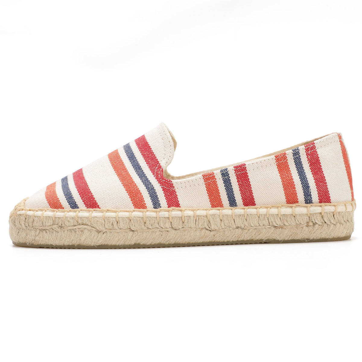 White Stripes women's platform espadrilles, style W-P9963