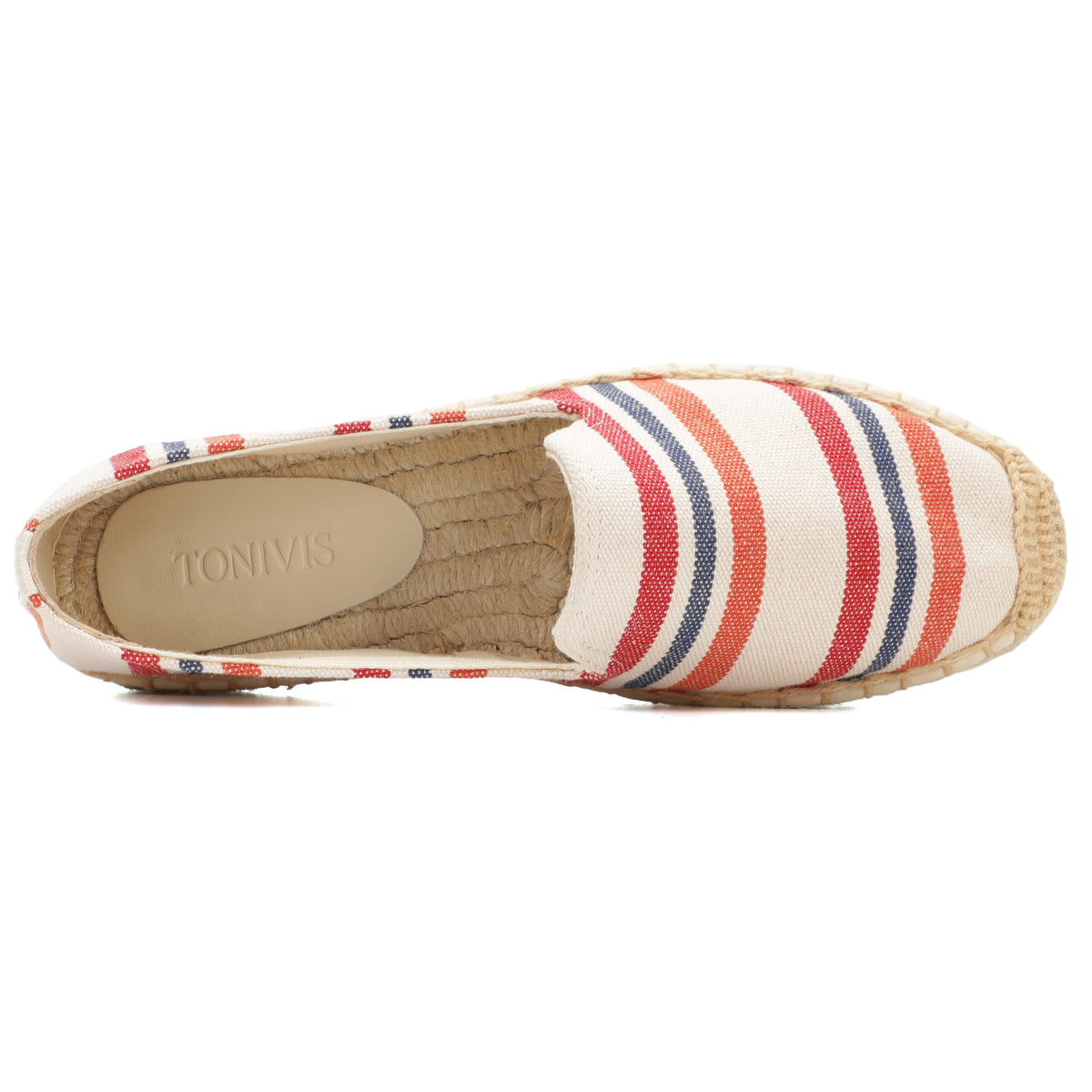 White Stripes women's platform espadrilles, style W-P9963