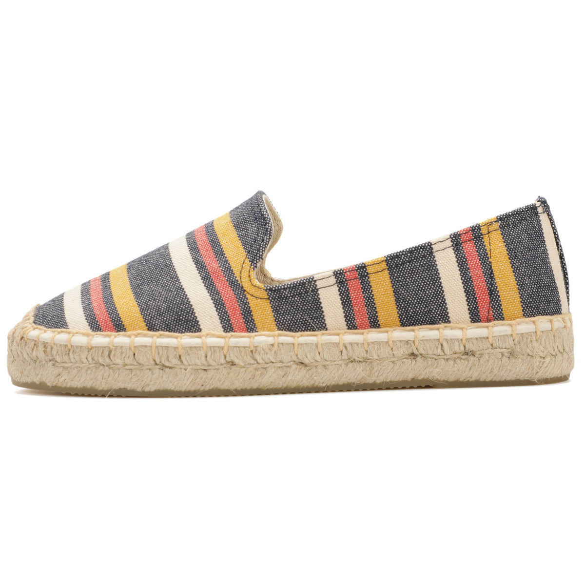 Navy Multicolor Stripes women's platform espadrilles, style W-P9964