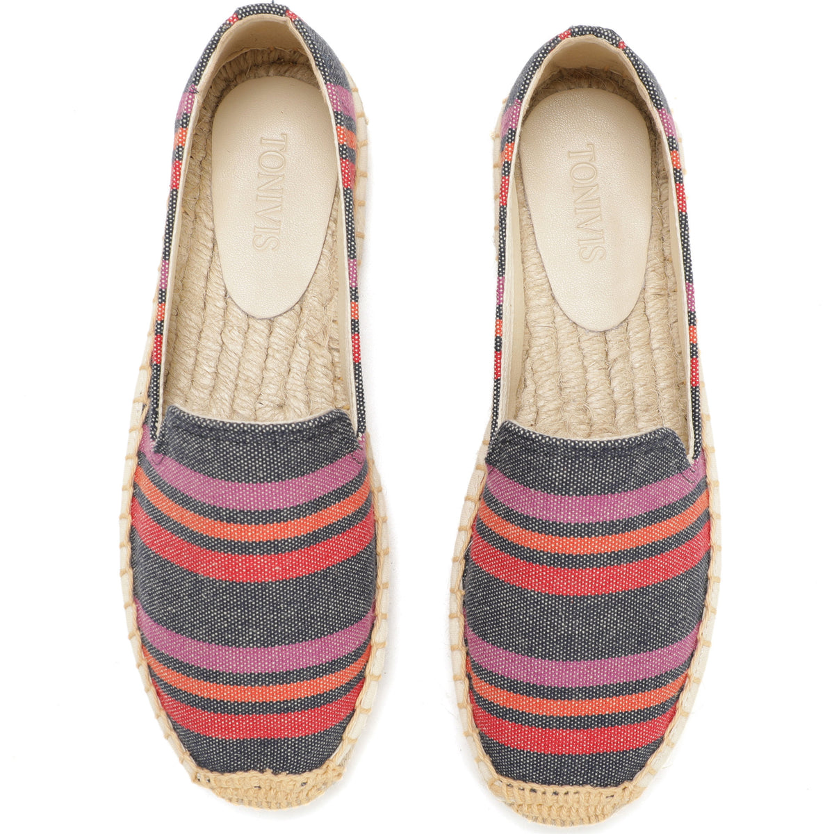 Blue Stripes women's platform espadrilles, style W-P9966