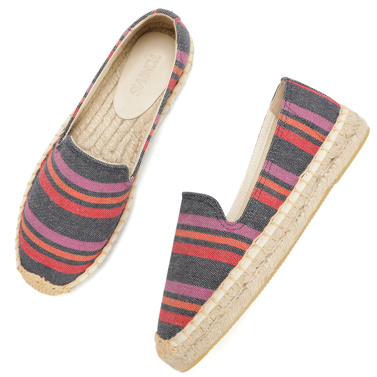 Blue Stripes women's platform espadrilles, style W-P9966