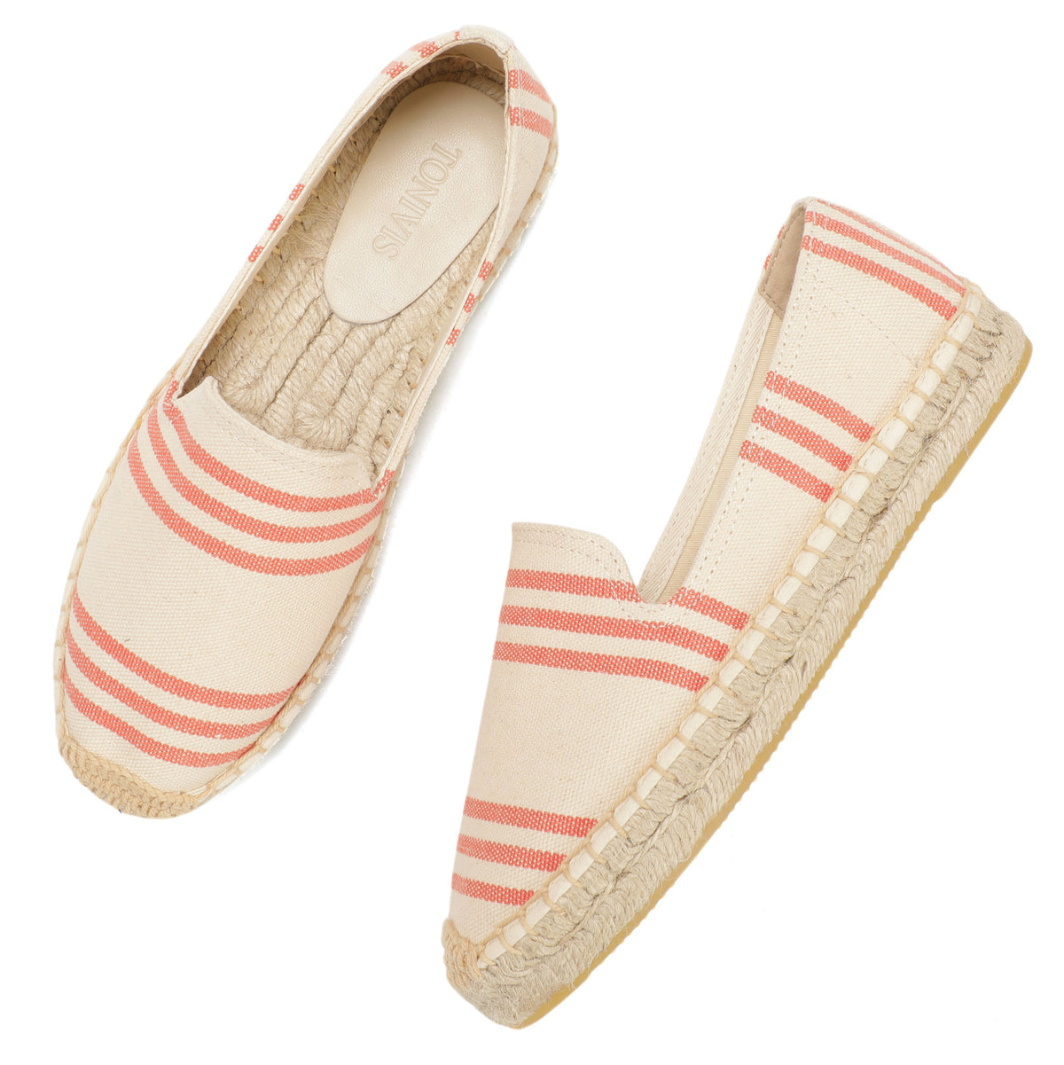 Beige Stripes women's platform espadrilles, style W-P9968