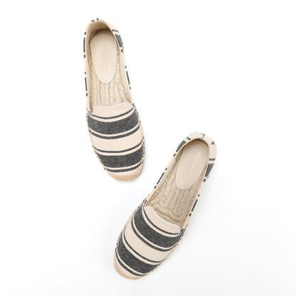 Beige Black Stripes women's platform espadrilles, style W-P9969