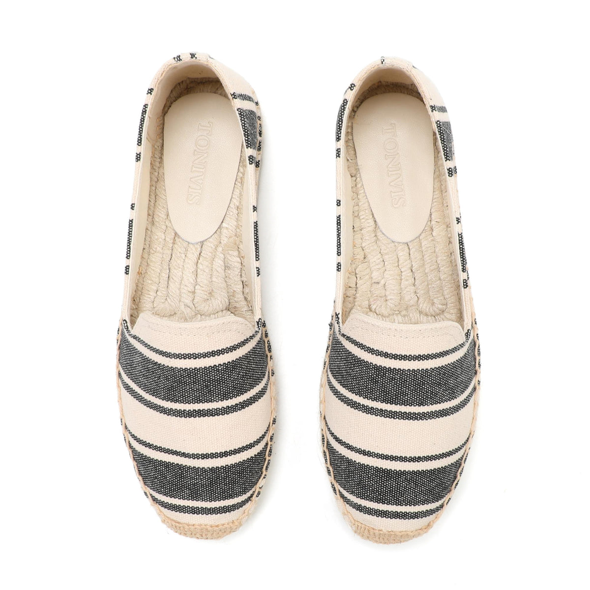 Beige Black Stripes women's platform espadrilles, style W-P9969