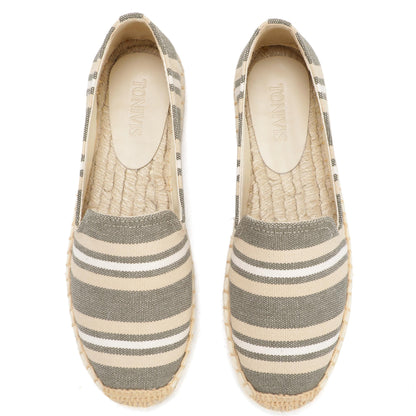 Green Stripes women's platform espadrilles, style W-P9972
