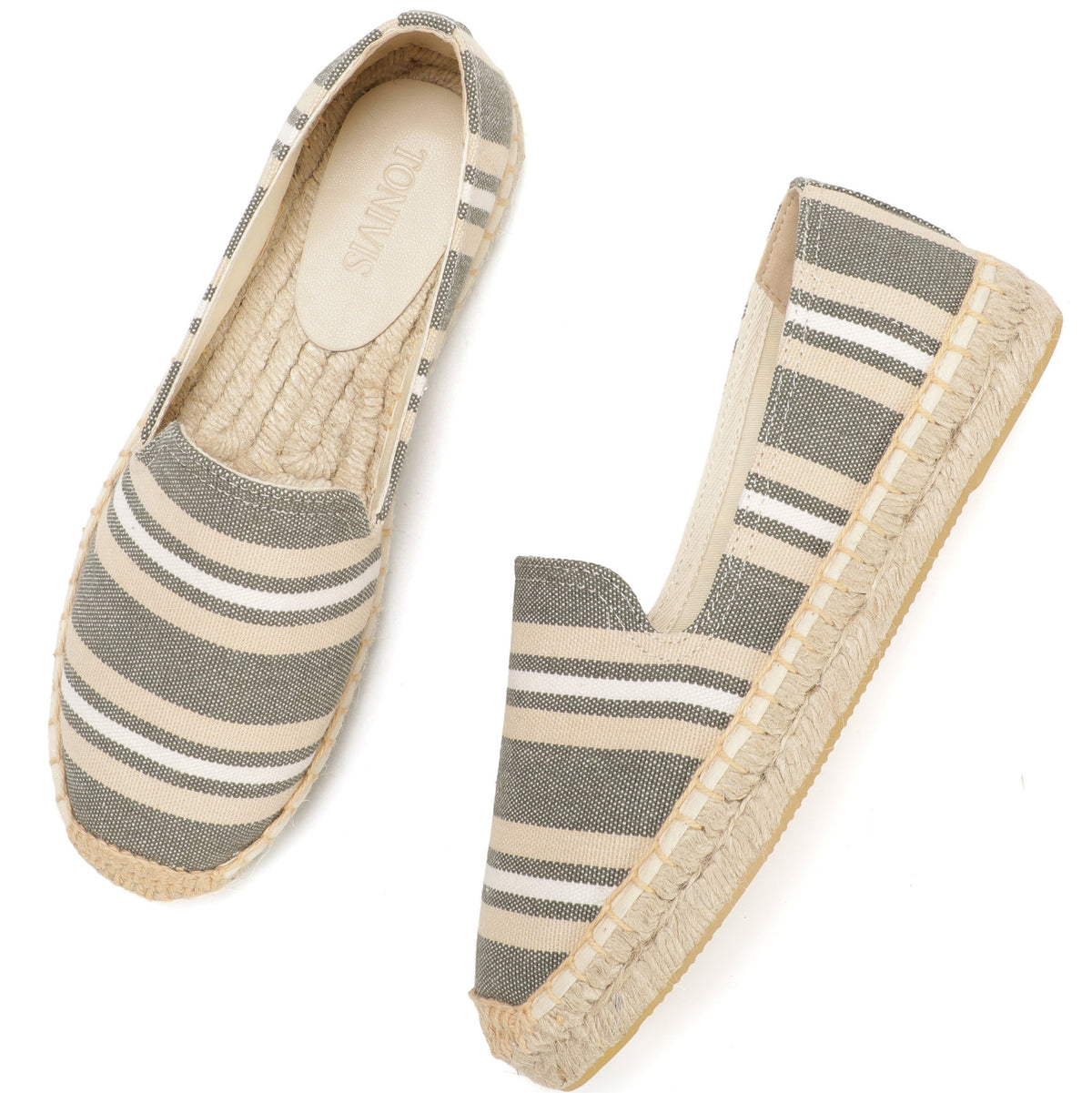 Green Stripes women's platform espadrilles, style W-P9972