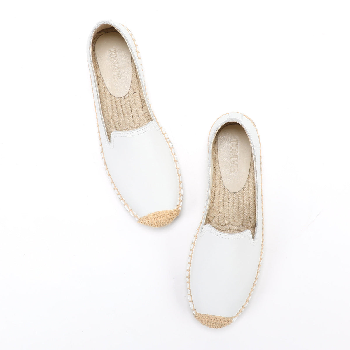 White Leather women's platform espadrilles, style W-P9976
