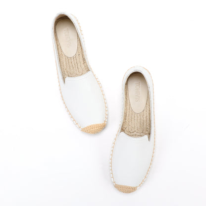White Leather women's platform espadrilles, style W-P9976