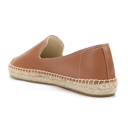 Brown Leather women's platform espadrilles, style W-P9980