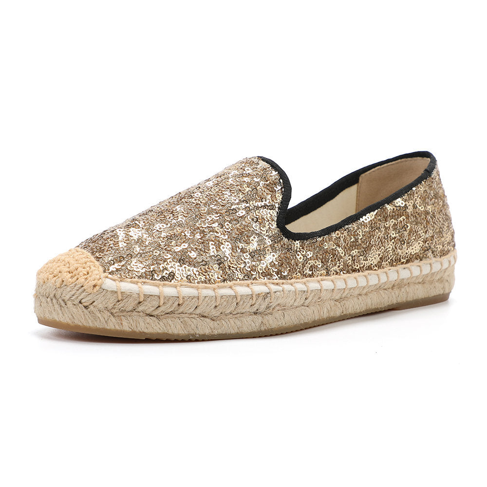 Gold Sequin women's platform espadrilles, style W-P9981