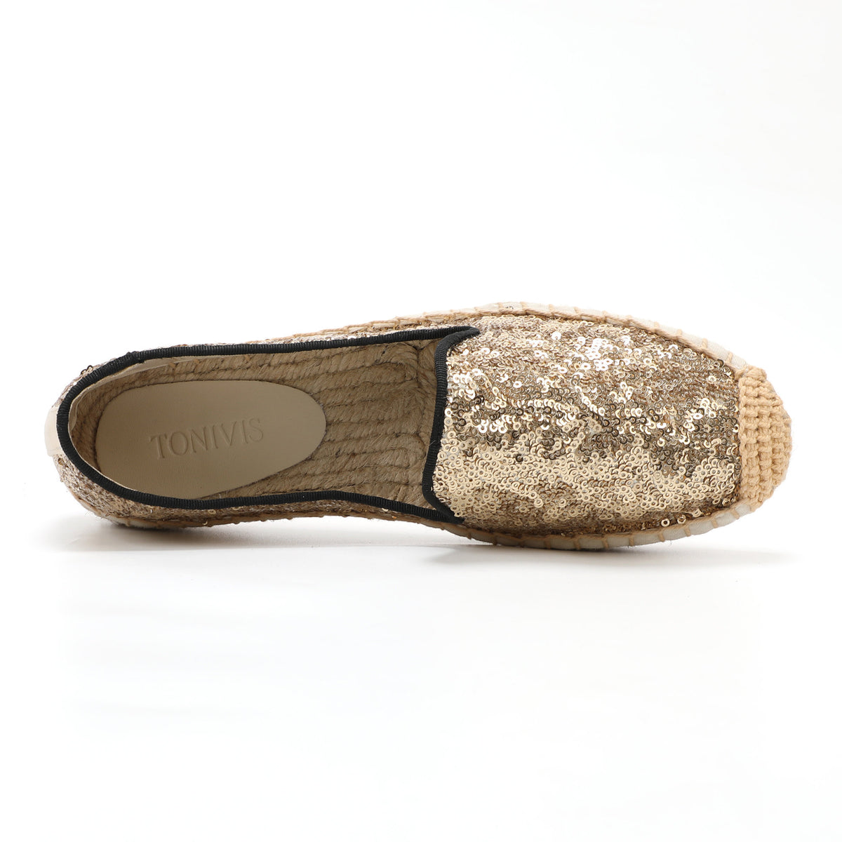 Gold Sequin women's platform espadrilles, style W-P9981