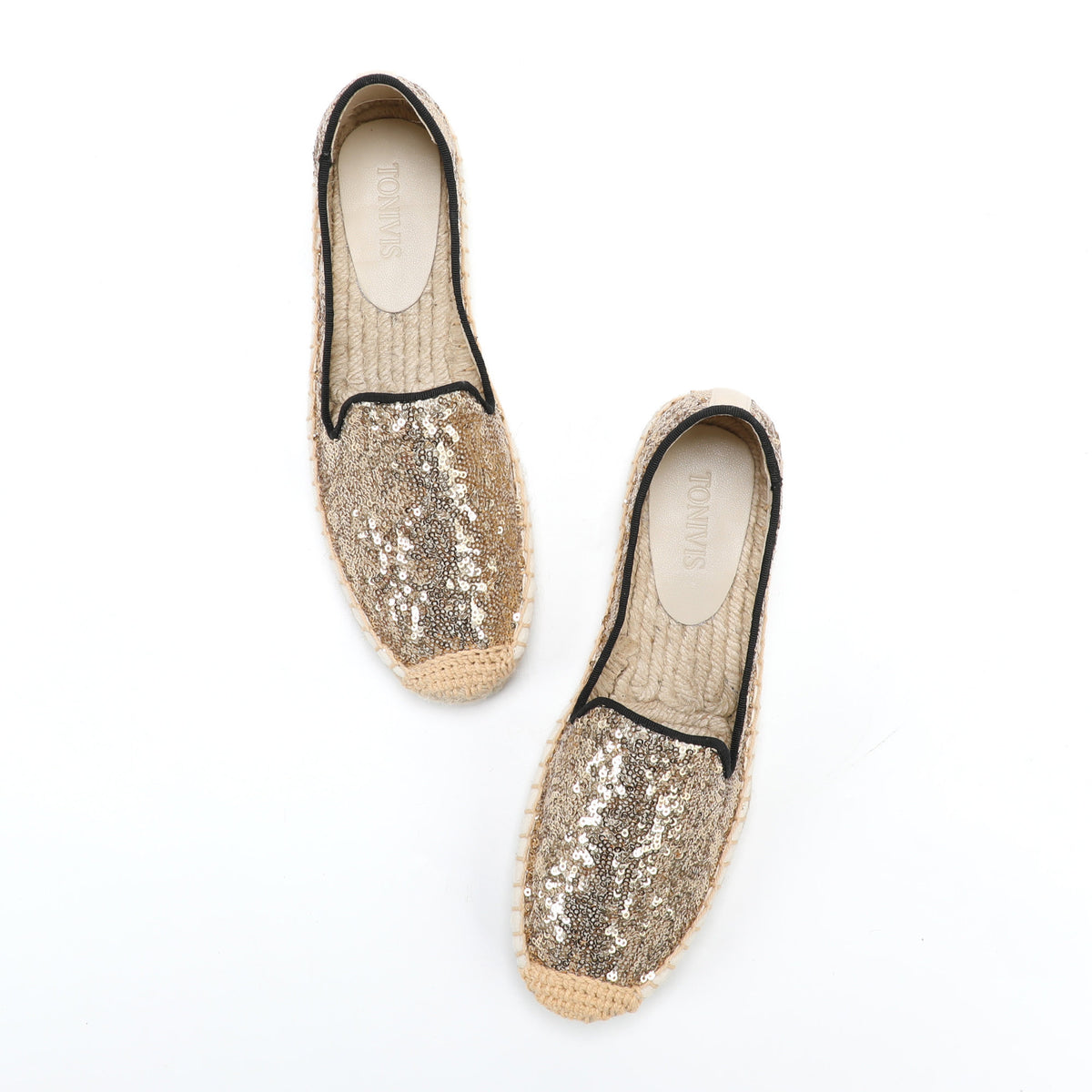 Gold Sequin women's platform espadrilles, style W-P9981