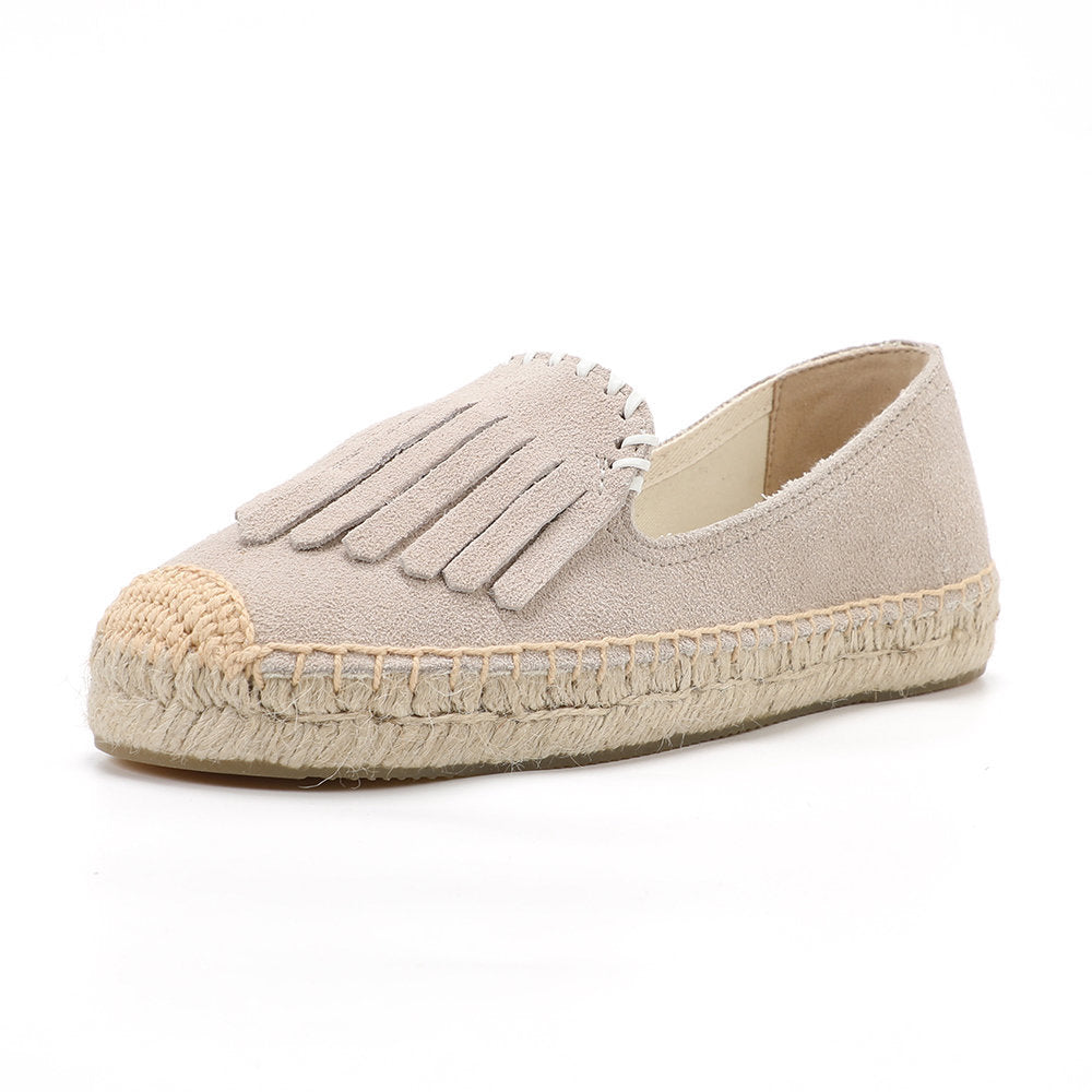 Beige Tassel women's platform espadrilles, style W-P9986