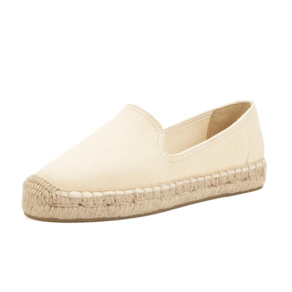 Beige Linen women's platform espadrilles, style W-P9998