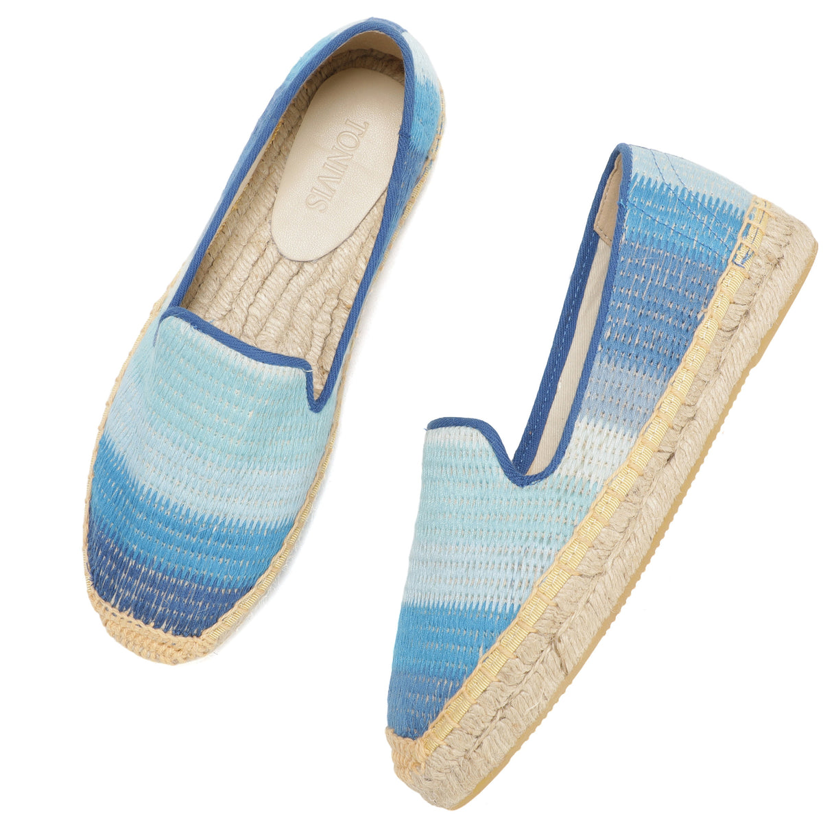 Blue Stripes women's platform espadrilles, style W-P9999