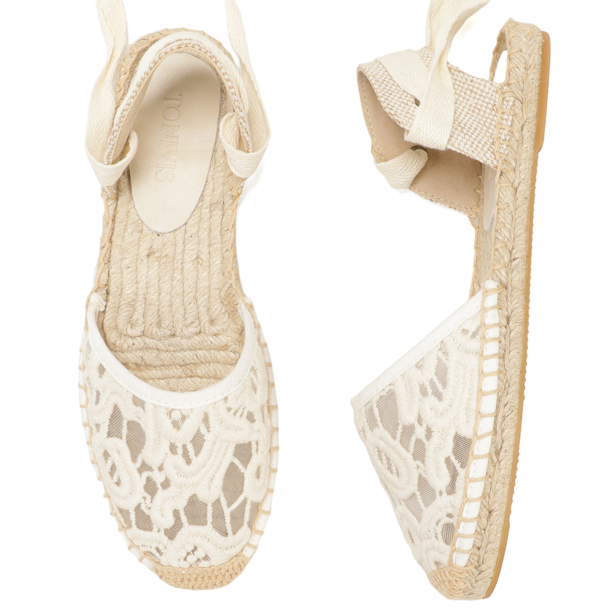 W-S857 White Thick Lace Espadrilles