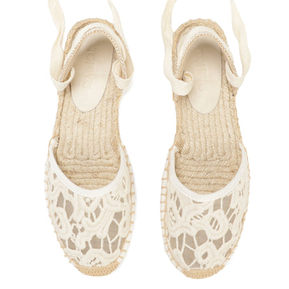W-S857 White Thick Lace Espadrilles