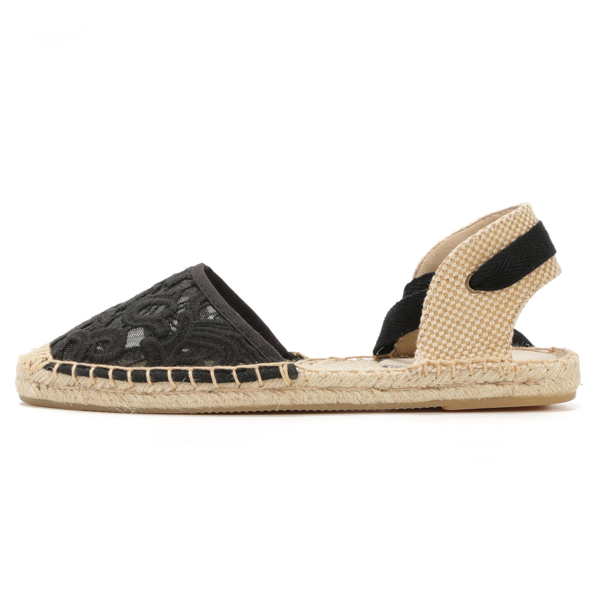 W-S858 Black Thick Lace Espadrilles
