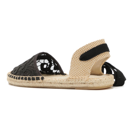 W-S858 Black Thick Lace Espadrilles
