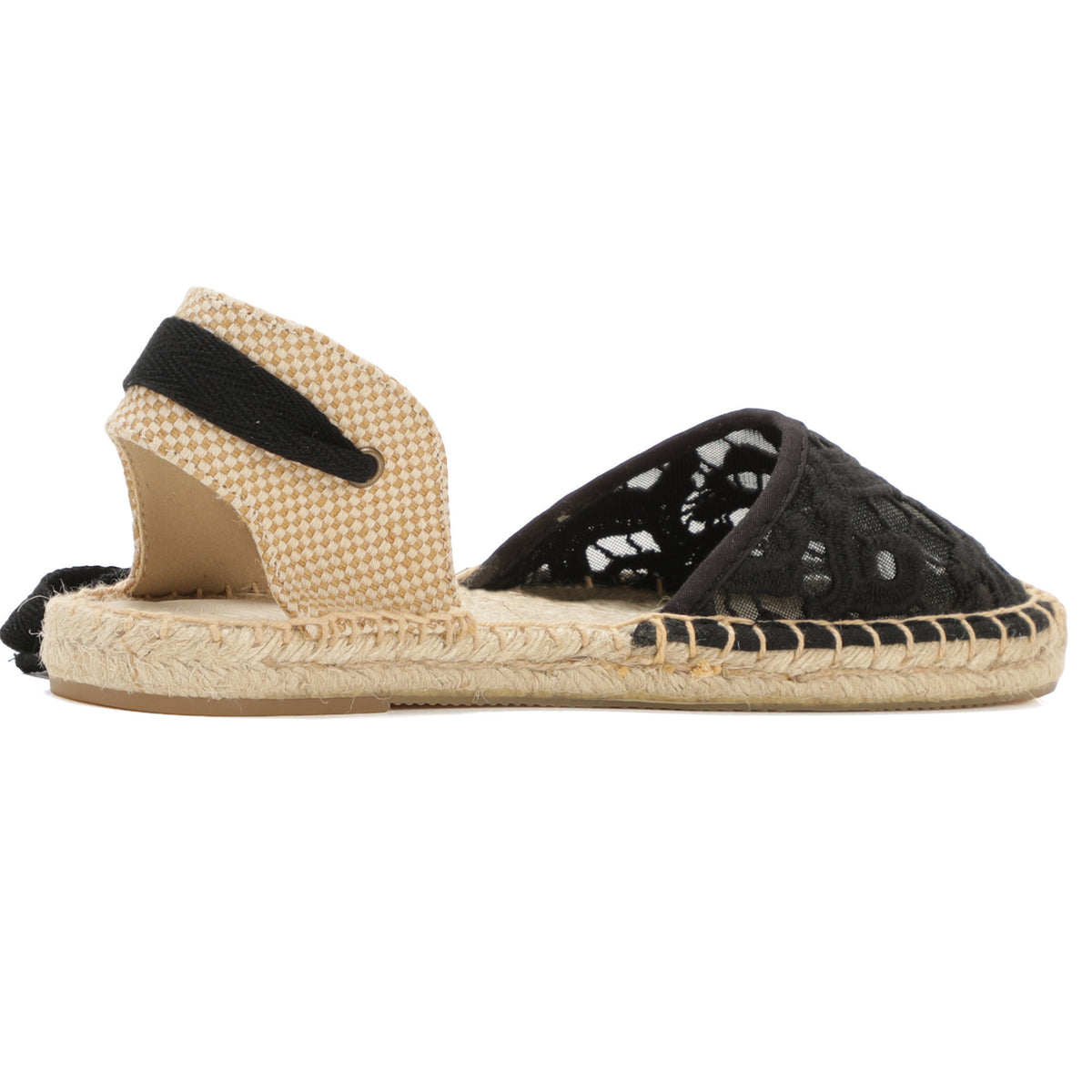 W-S858 Black Thick Lace Espadrilles